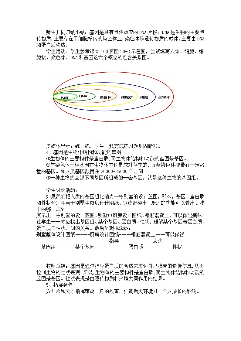 北师大版生物八年级上册 第20章 第2节 性状遗传的物质基础(6)（教案）03