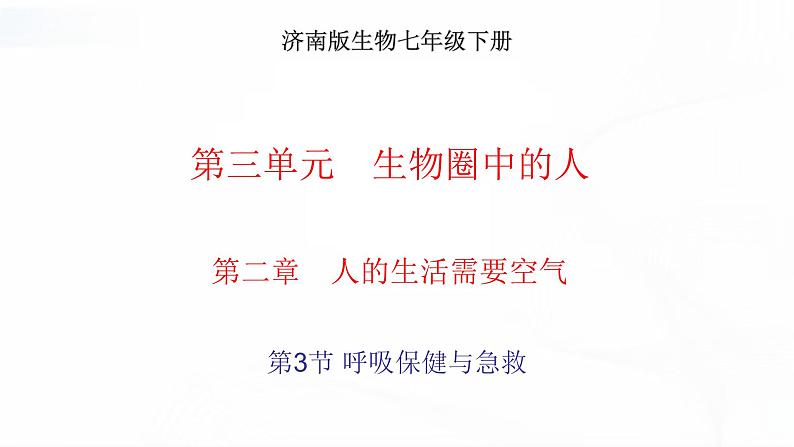 济南版生物七年级下册 第三单元 第二章 第三节 呼吸保健与急救 课件01