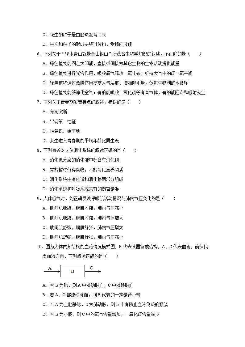 辽宁省沈阳市铁西区2021年中考生物一模试卷（解析版）02