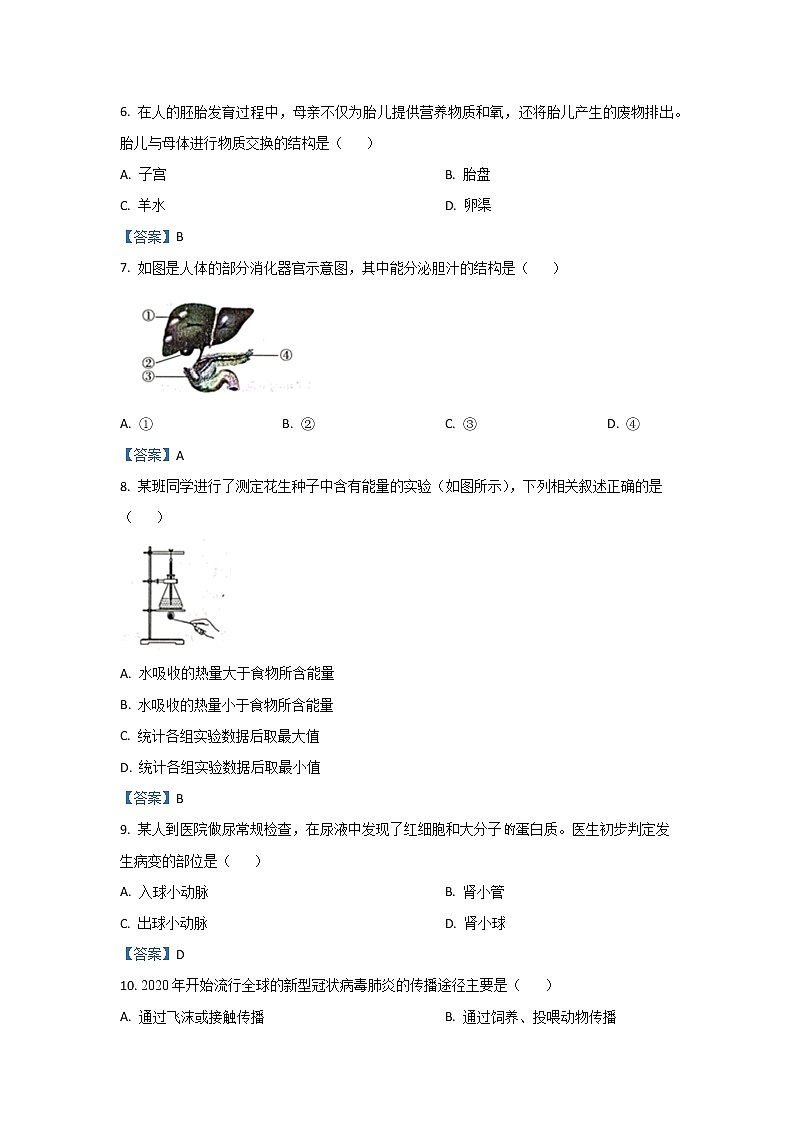 2021年吉林省长春市中考一模生物试题第2页