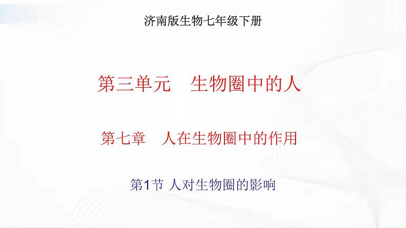济南版生物七年级下册 第三单元 第七章 第一节 人对生物圈的影响 课件01
