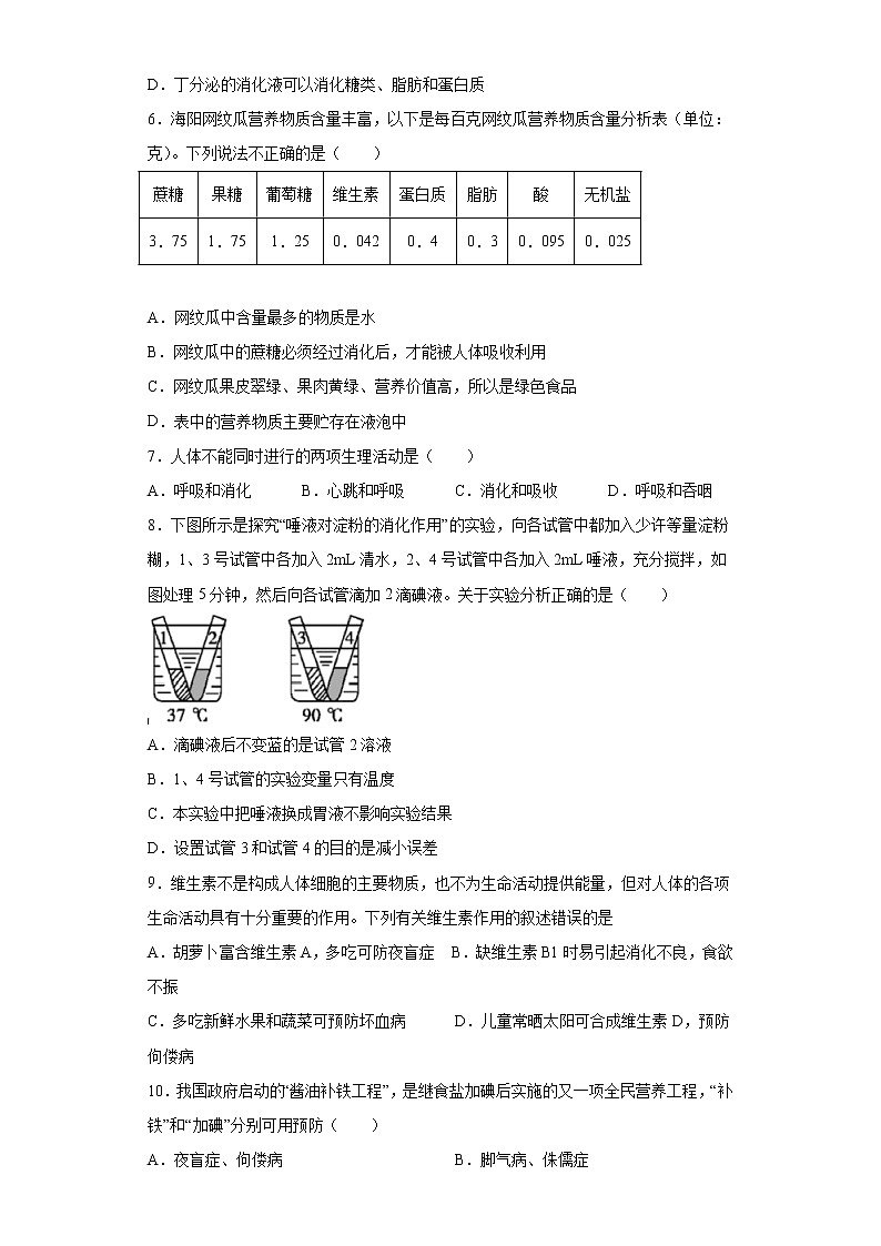 山东省烟台市芝罘区2021-2022学年七年级上学期期中生物试题(word版含答案)02