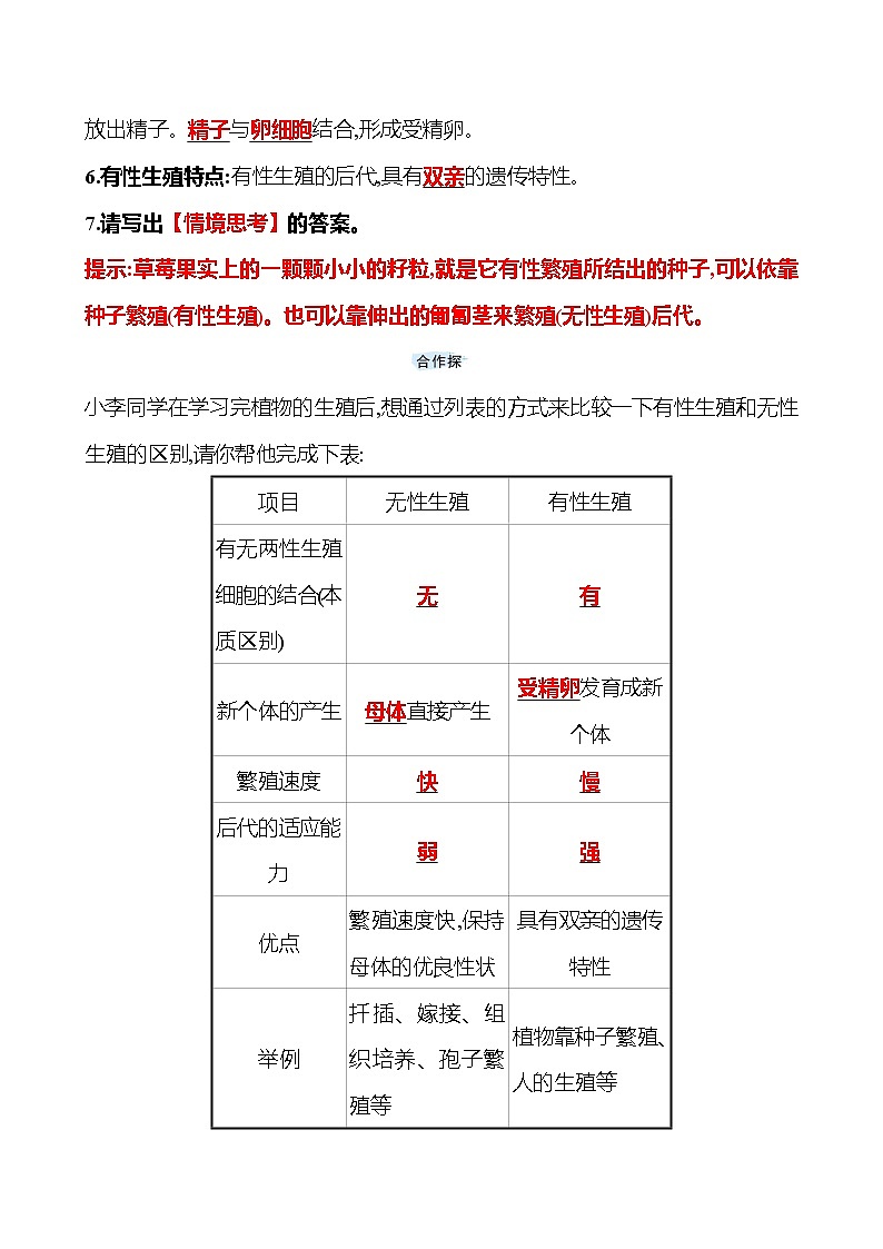 苏教版生物 八年级下册 第8单元　第二十一章　第二节　植物的有性生殖 学案02