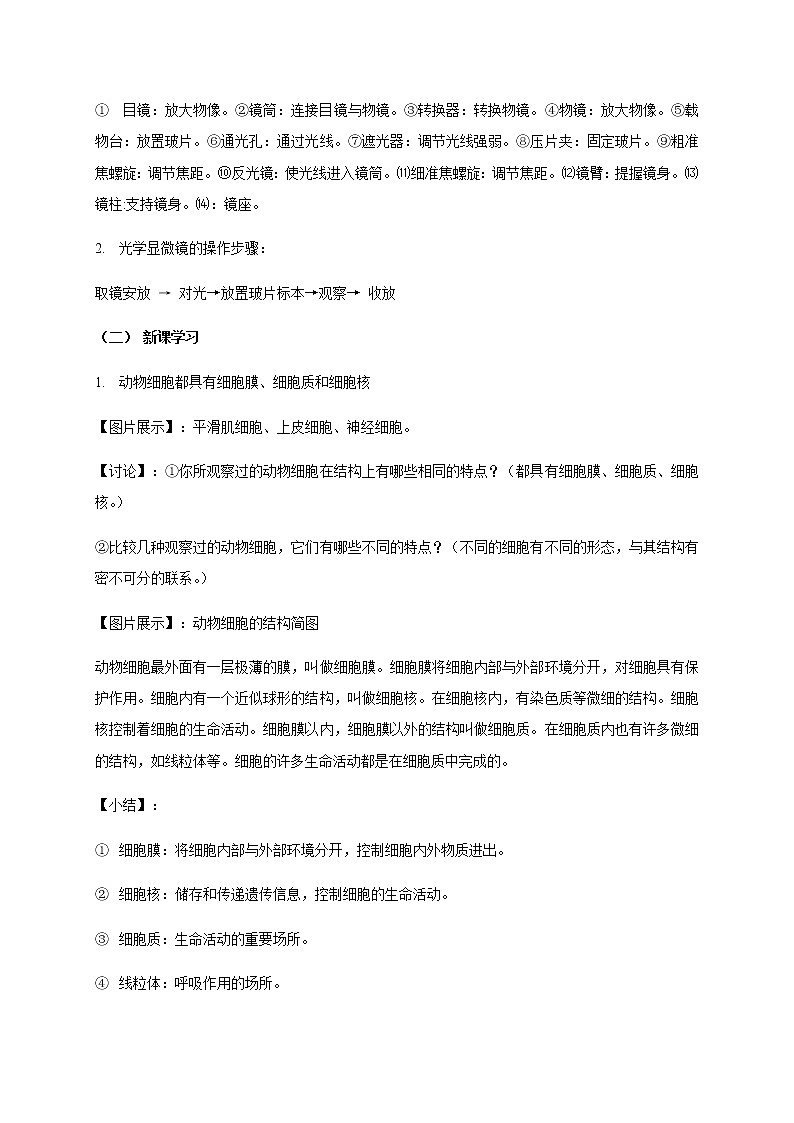 3.1 细胞的基本结构和功能（第2课时） 教案 初中生物北师大版 七年级上册（2021年）02