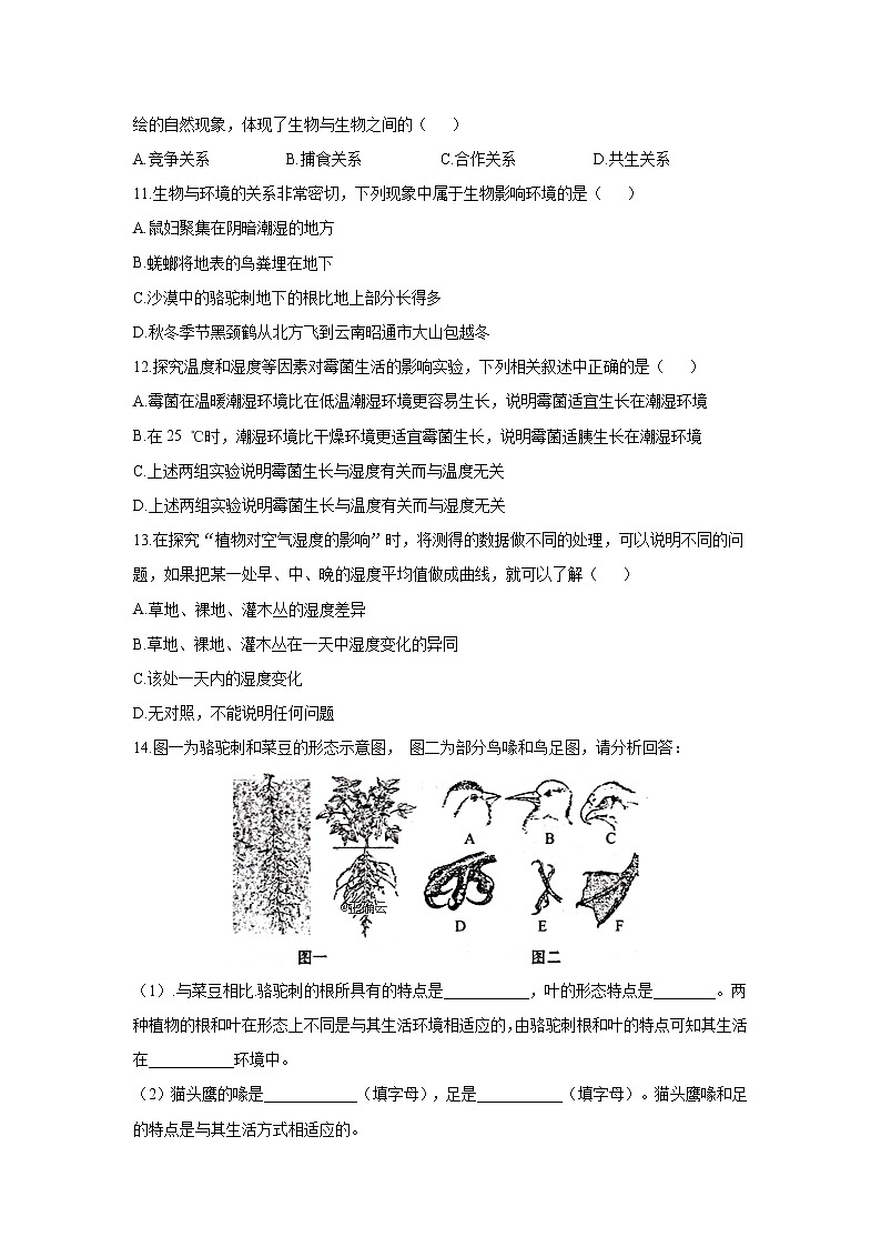 _1.1.2 生物与环境的相互影响  同步练习 初中生物北师大版 七年级上册（2021年）02