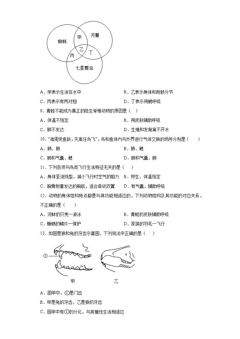 江西省南昌市2021-2022学年八年级上学期期中生物试题（word版 含答案）第2页