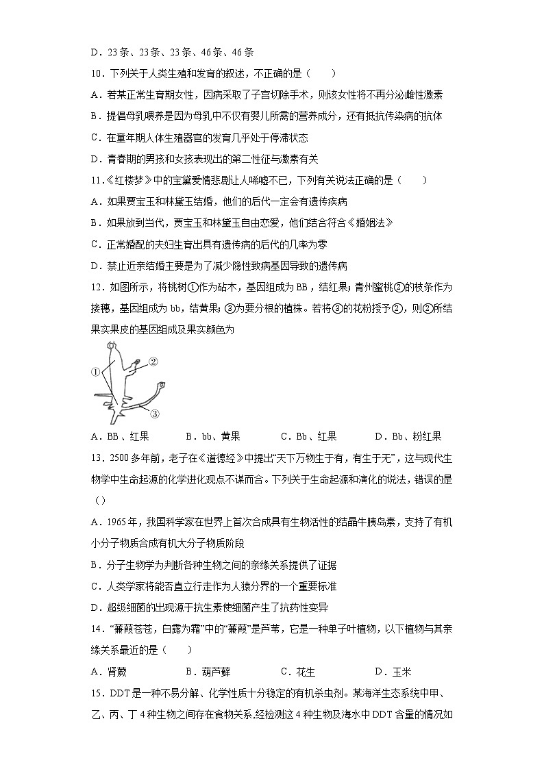 2021年山东省济宁市兖州区八年级上学期期末生物试题（word版 含答案）03