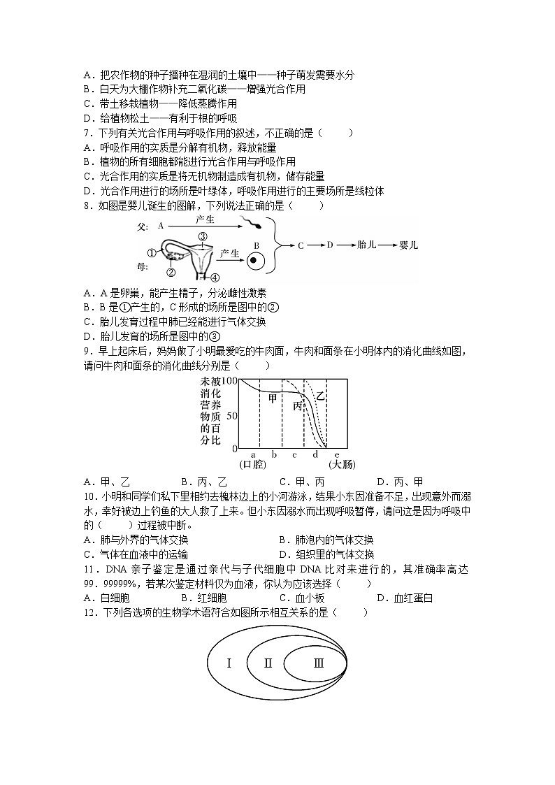 2020年湖南省长沙市长郡教育集团八年级中考模拟考试生物试卷（word版，含答案）02