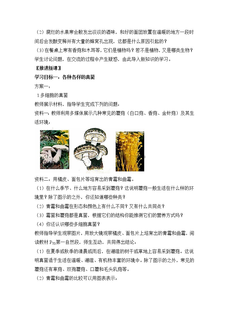 鲁科版（五四制）生物七下 6.1.3《真菌》教案03