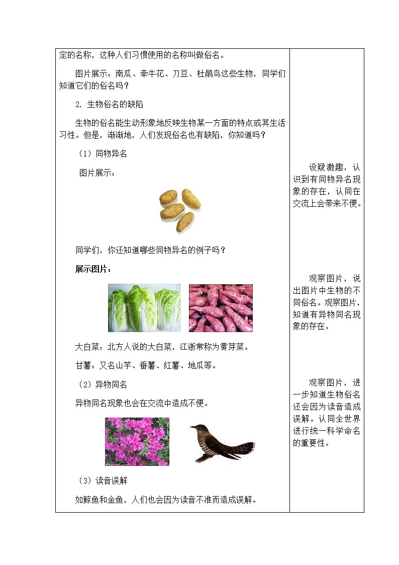 苏科版七下生物  14.1生物的命名和分类教案02