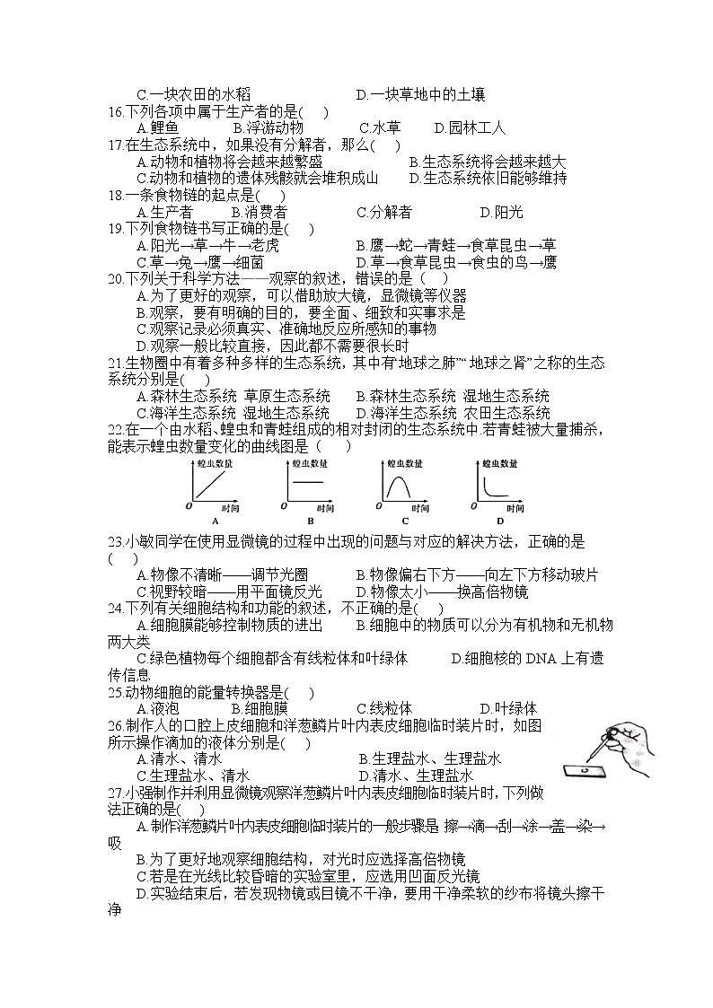 新疆塔城市2021-2022学年七年级上学期期中质量监测生物试卷（word版 含答案）第2页