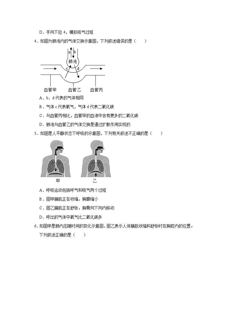 人教版生物七年级下册《发生在肺内的气体交换》课件（送教案+练习）02