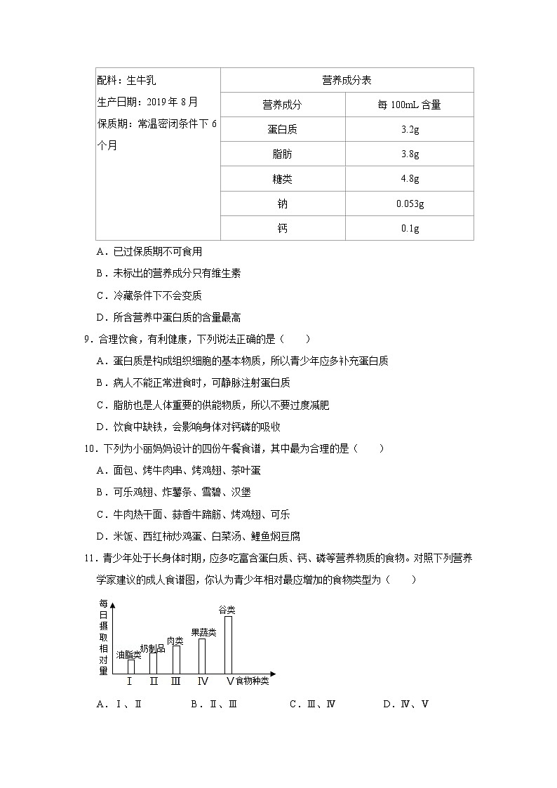 人教版生物七年级下册《合理营养与食品安全》课件（送教案+练习）03