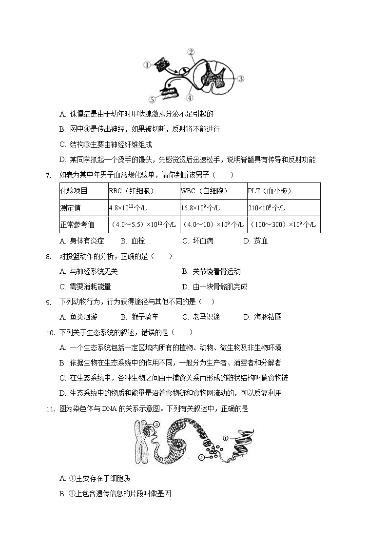 2020年北京市通州区初三一模生物试卷及答案02