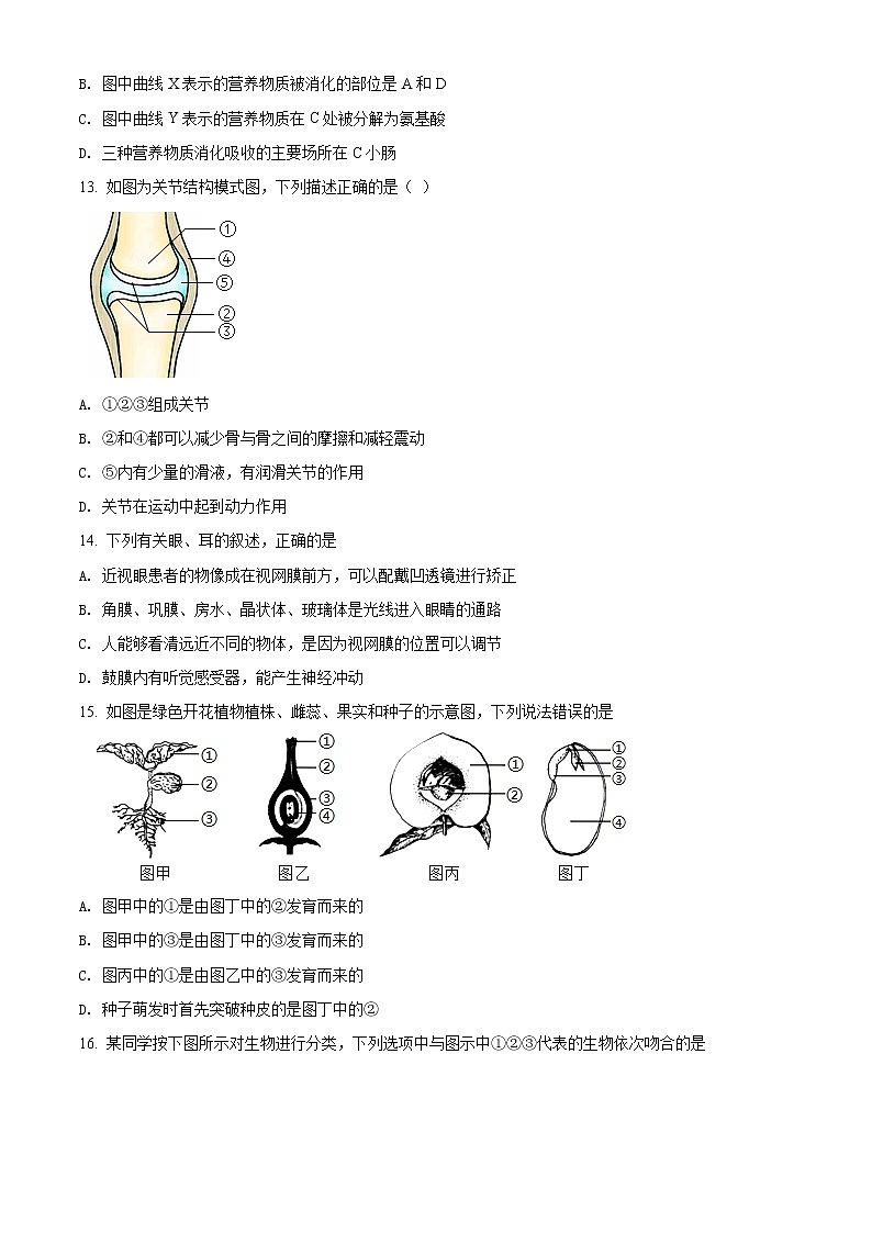 精品解析：2021年山东省菏泽市巨野县中考一模生物试题（解析版+原卷版）03