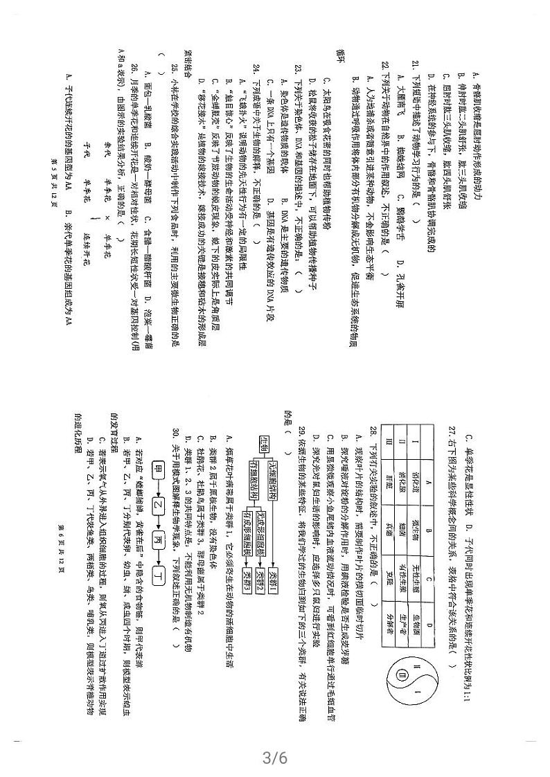 青岛市2020八年级生物一模练习题（无答案）03