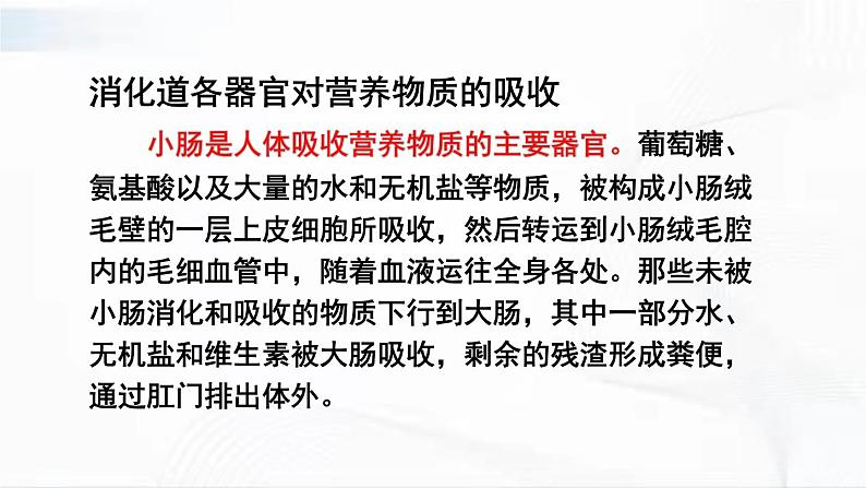 人教版生物七年级下册 4.2.2 营养物质的吸收 课件第7页