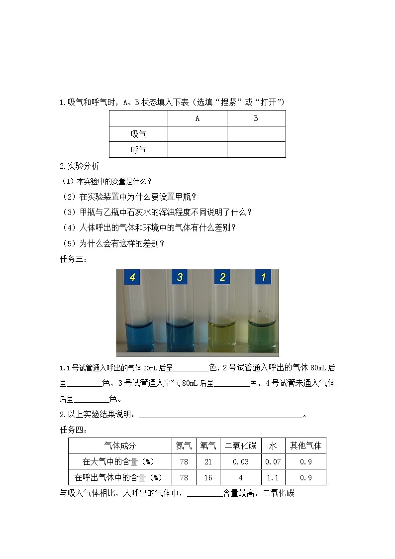 3.2《发生在肺内的气体交换》（第三课时）同步练习第2页