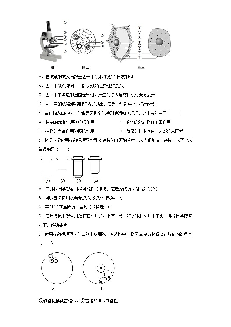 山东省德州市齐河县第五中学2021-2022学年七年级上学期期中生物试题（word版 含答案）第2页