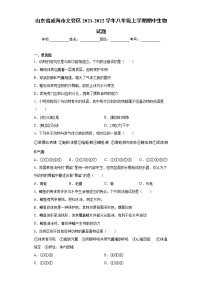 山东省威海市文登区2021-2022学年八年级上学期期中生物试题（word版 含答案）