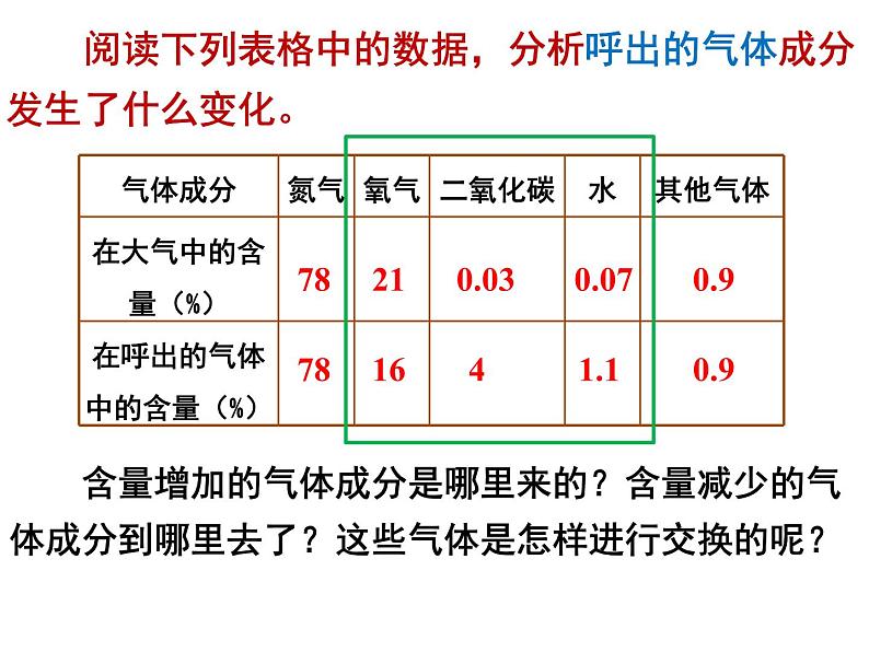 4.3.2 发生在肺内的气体交换 课件+教案+练习  人教版七年级生物下册03