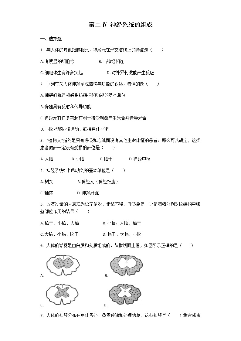 4.6.2 神经系统的组成 课件+教案+练习  人教版七年级生物下册01