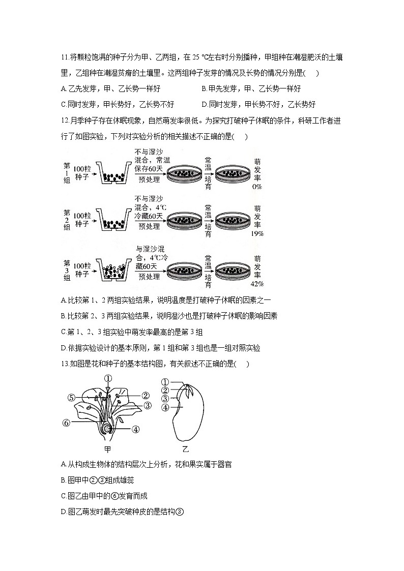 2021-2022学年苏教版生物七年级上册期末复习测评卷 A卷（word版 含答案）第3页
