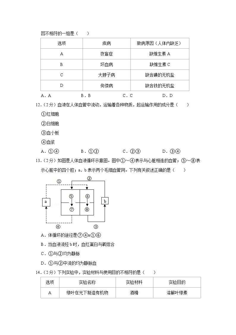2021年湖南省邵阳市中考生物试卷【含答案】第3页
