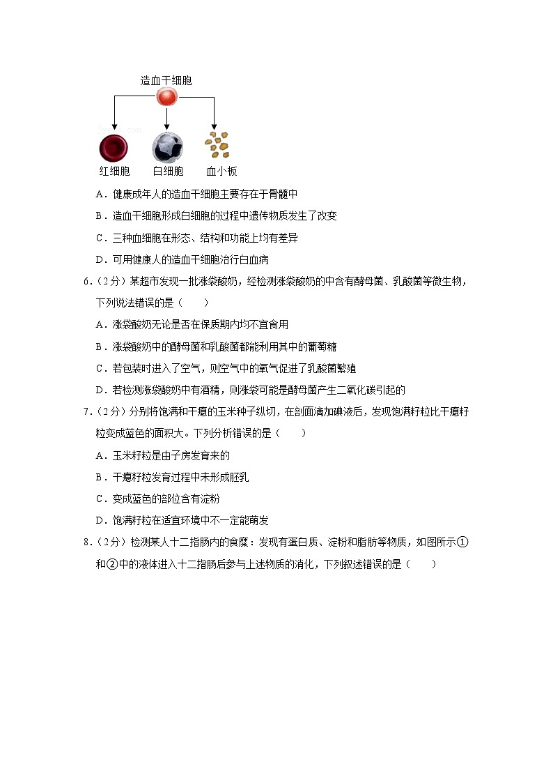2021年内蒙古包头市中考生物试卷【含答案】第2页