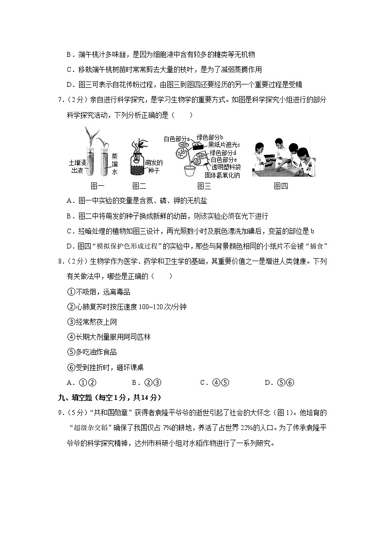 2021年四川省达州市中考生物试卷【含答案】03