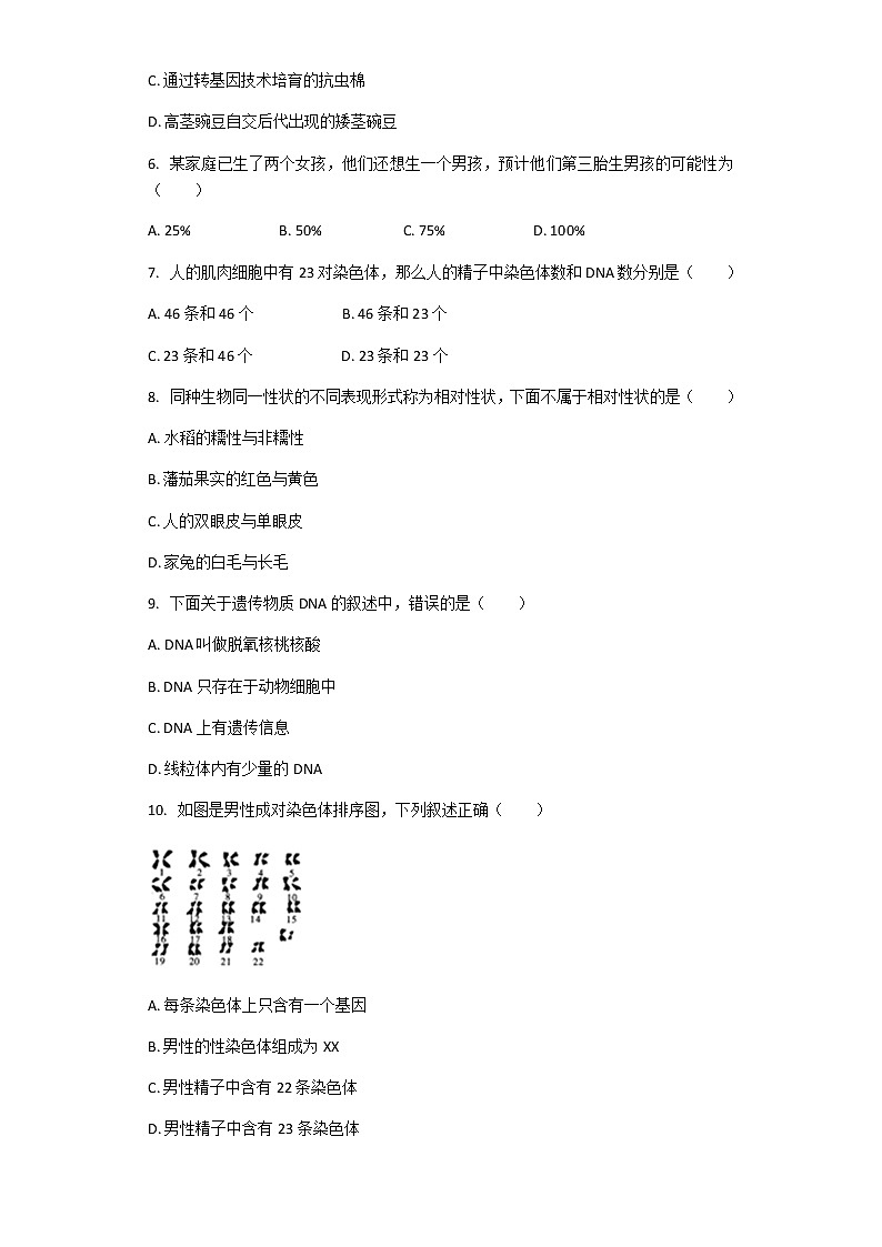 人教版生物八年级下册 第七单元 生物圈中生命的延续和发展 单元测试（解析版）第2页