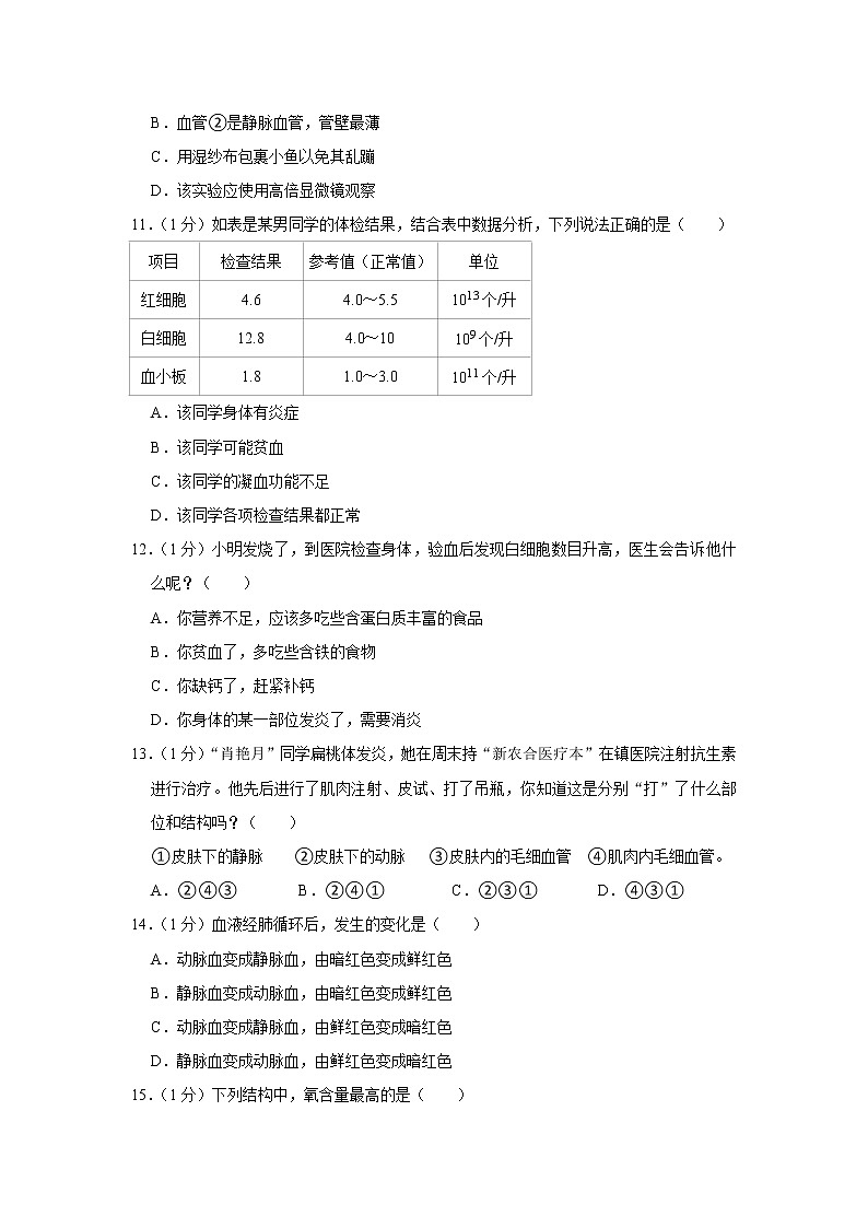 2020-2021学年河南省焦作市七年级（下）期中生物试卷（含答案）第3页