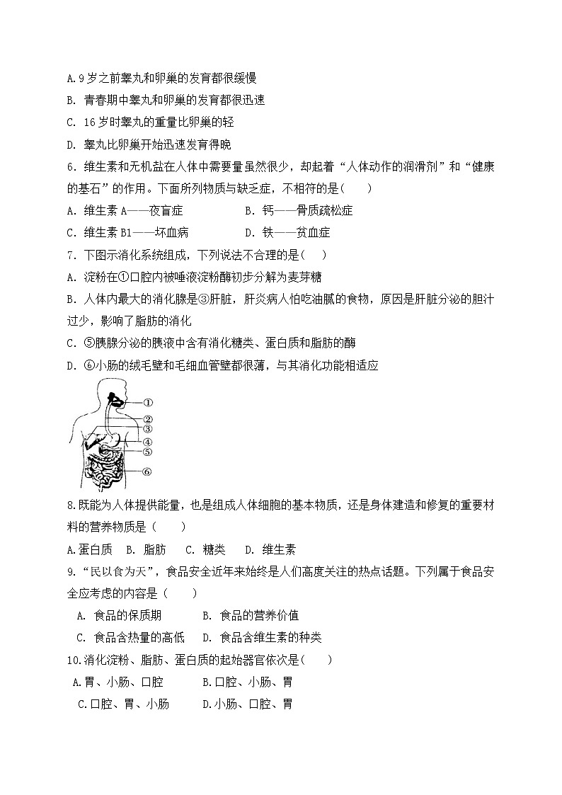2019-2020学年山东省临沂市郯城县七年级下学期期中考试生物试题（含答案）02