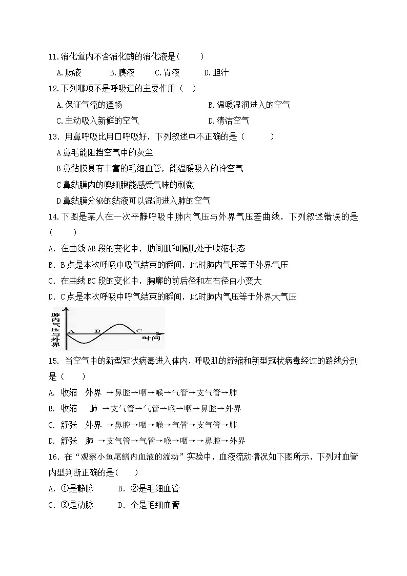 2019-2020学年山东省临沂市郯城县七年级下学期期中考试生物试题（含答案）03