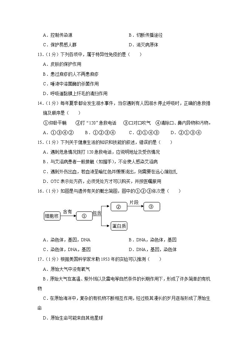 2020-2021学年江西省上饶市余干三中八年级（下）期中生物试卷（含答案）第3页