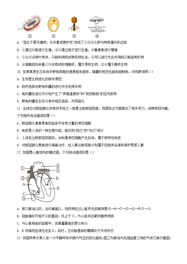 精品解析：2021年内蒙古呼和浩特市赛罕区中考二模生物试题（原卷版）第3页