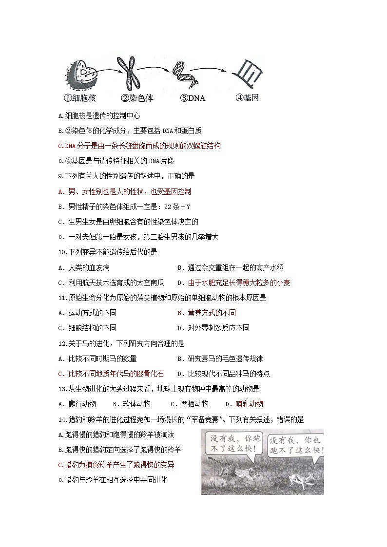 山东省济宁市梁山县2021-2022学年上学期期末教学质量调研八年级生物试题（word版 含答案）03