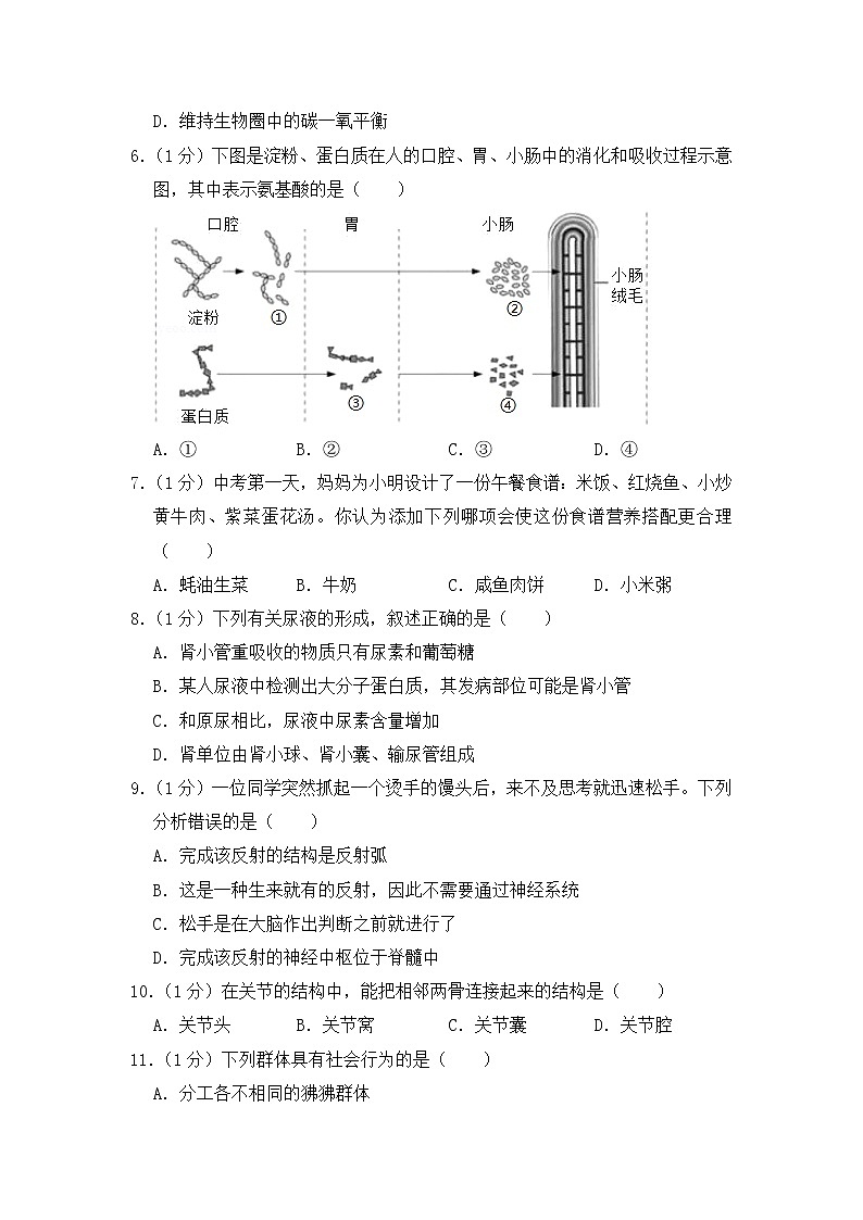 人教版生物学——中考模拟试卷10【含答案】02