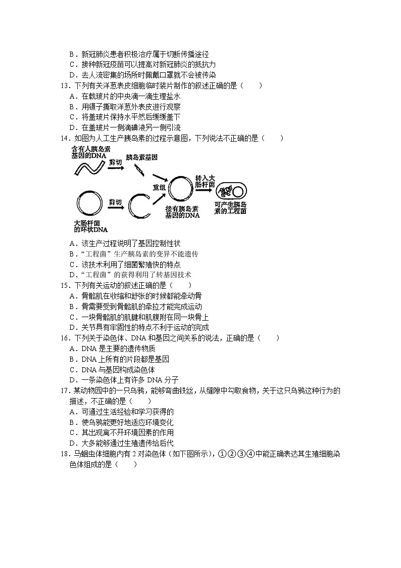 2021年福建省福州市中考生物二模试卷(解析版)第2页