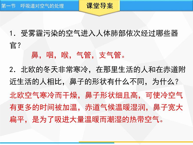 人教版生物七年级下册 第三章 呼吸道对空气的处理（课件）七年级生物下册（人教版）07