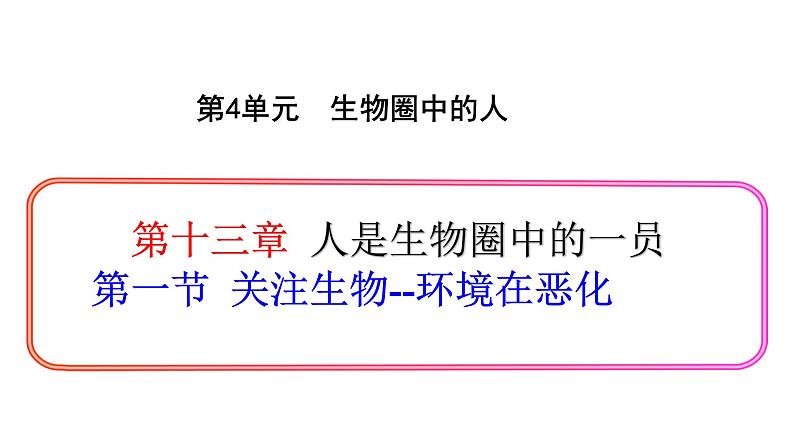 七年级生物下册（苏教版） 4.13.1 关注生物--环境在恶化（课件）第1页