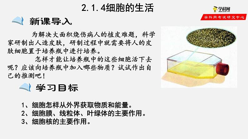 2.1.4 细胞的生活（课件）-2021-2022学年七年级生物上册（人教版）第1页