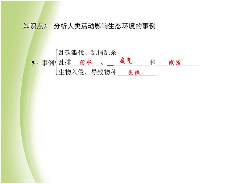 七年级生物下册第四单元生物圈中的人第七章人类活动对生物圈的影响第一节分析人类活动对生态环境的影响作业课件新人教版第7页