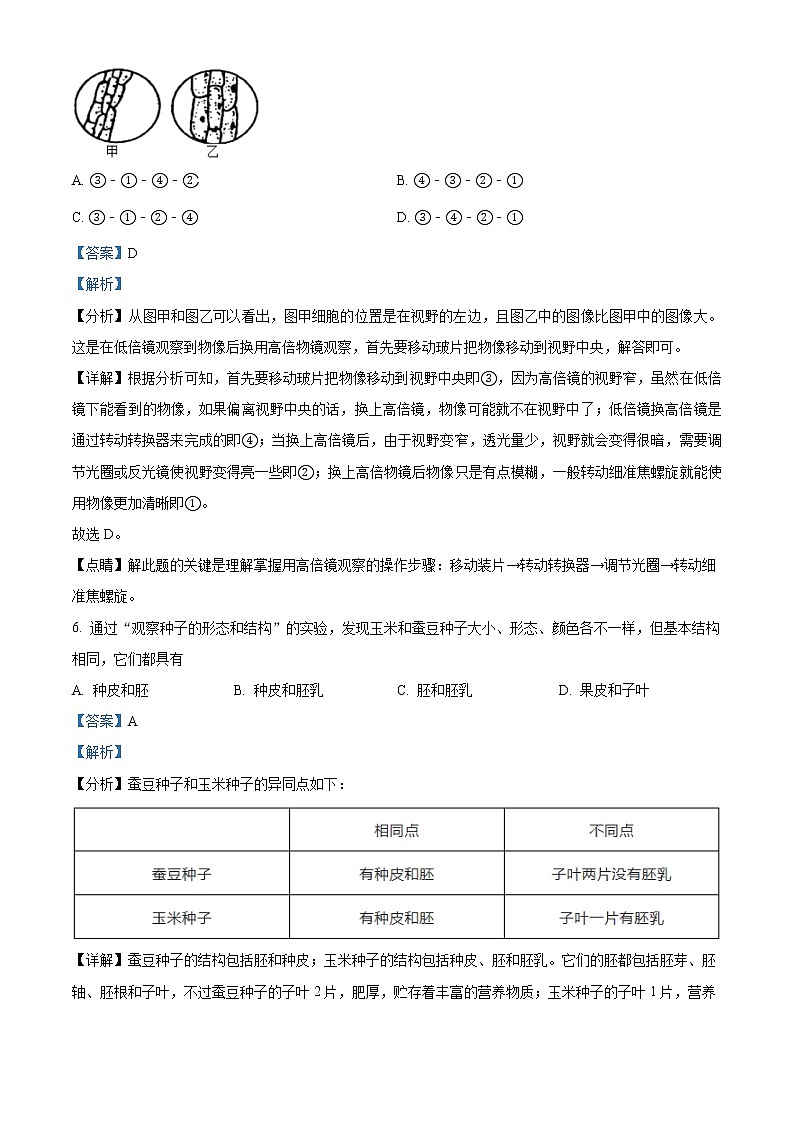 精品解析：2021年湖南省邵阳市邵阳县初中毕业学业模拟考试（一模）生物试题（解析版+原卷版）03