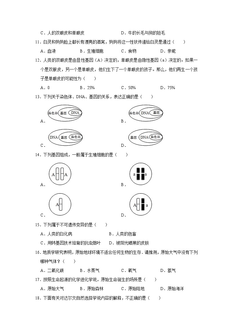 2021年湖南省邵阳市绥宁县中考生物一模试卷及答案02