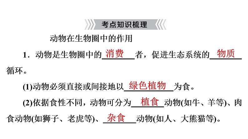 2021年中考广东专用生物知识点梳理复习第5单元 第17章　生物圈中的动物  课件07