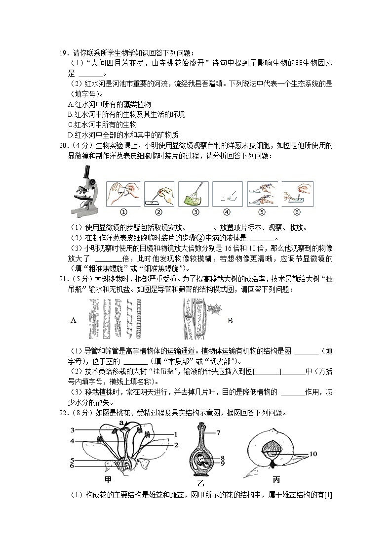 广西河池市南丹县2021-2022学年七年级上学期期末生物试卷（word版 含答案）03