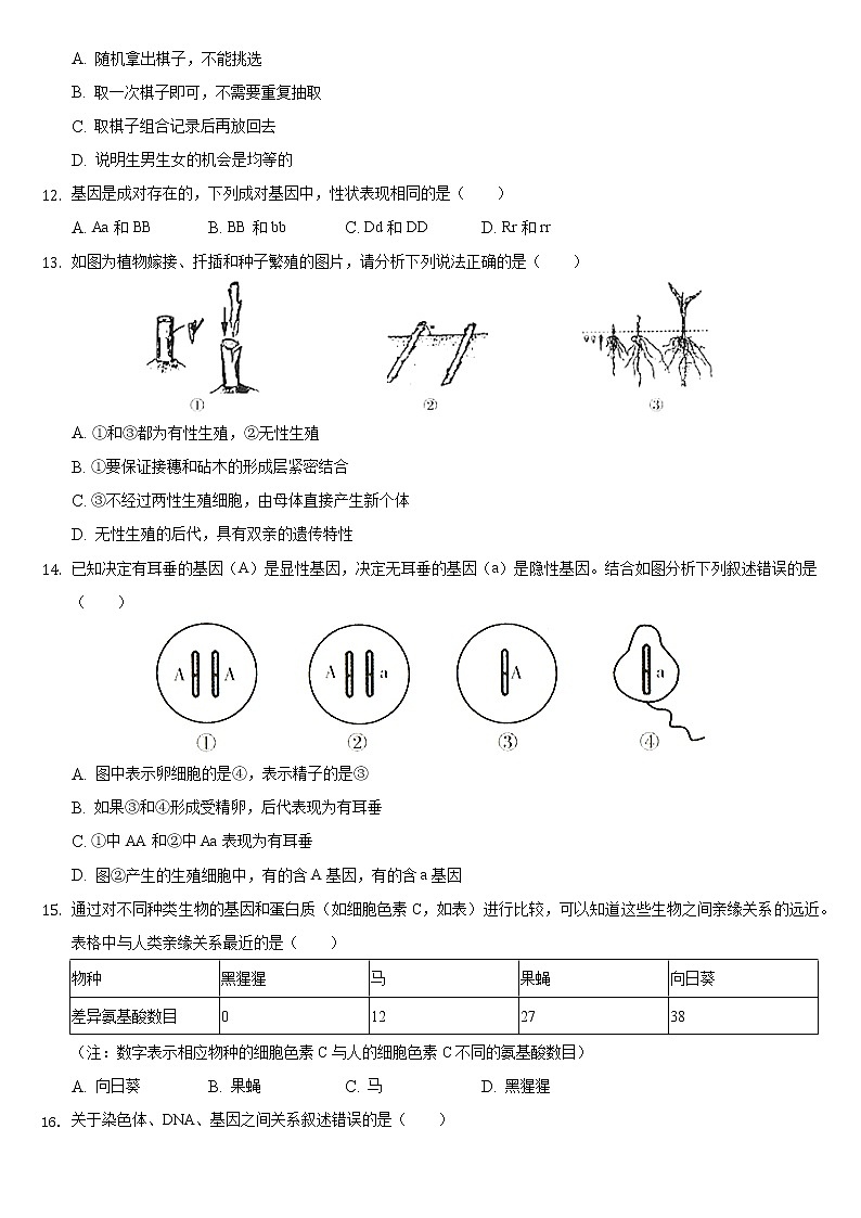 吉林省长春市汽开区2021-2022学年八年级上学期期末生物试卷（word版 含答案）02