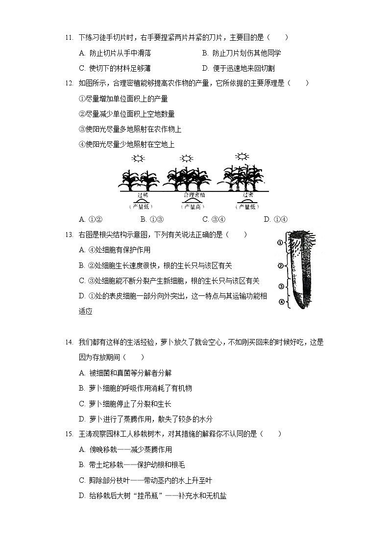 2021-2022学年河南省周口市商水县希望中学七年级（上）期末生物试卷03