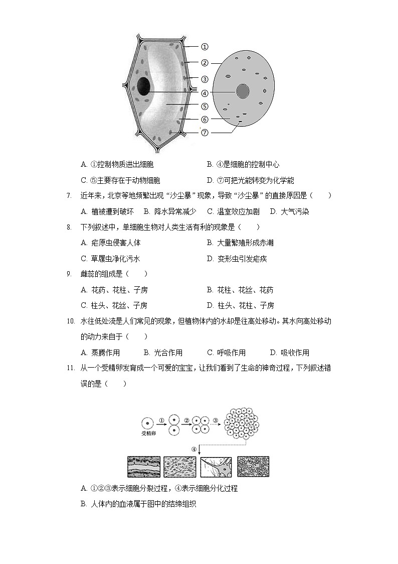 2021-2022学年辽宁省盘锦市双台子区七年级（上）期末生物试卷第2页
